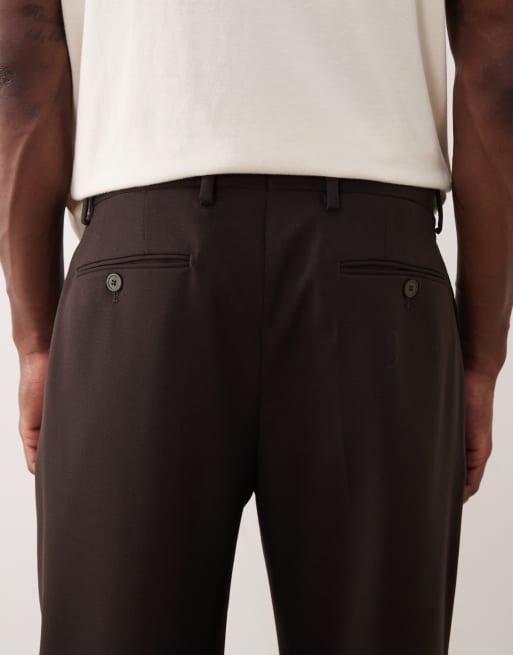 Mango Siena premium 100% wool tailored suit trouser co-ord in deep brown, 4 of 5