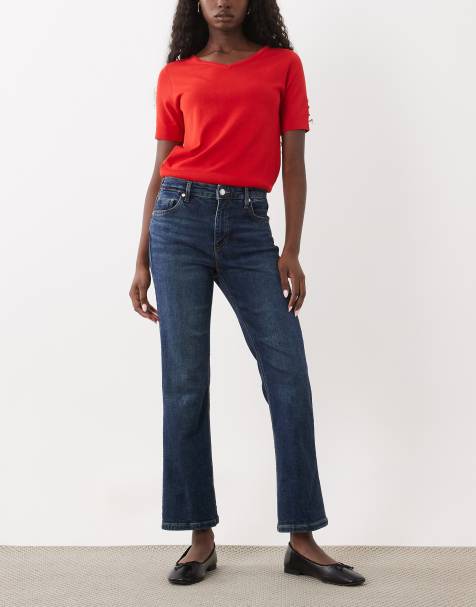 Mango Sienna 100% cotton kick flare jeans in indigo - view 1