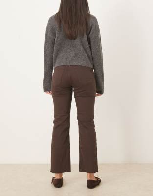 Mango Sienna Cotton Mix Frayed Hem Kickflare Jean In Brown