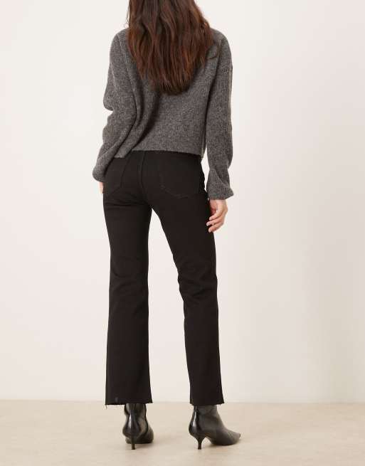 Mango Sienna cotton mix kick flare jean in black, 3 of 5