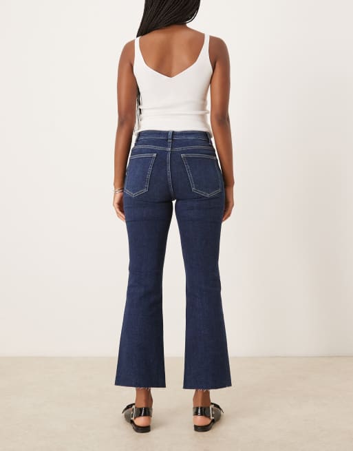 Mango – Sienna – Indigoblå, utsvängda jeans med råskuren fåll, 2 av 5