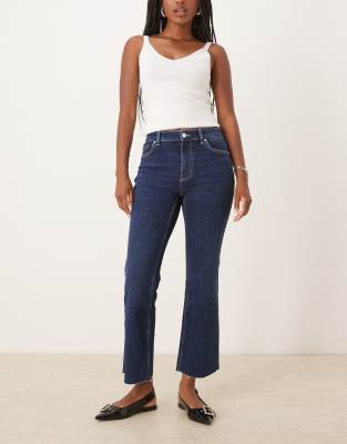 Mango Sienna Raw Hem Kick Flare Leg Jeans In Blue
