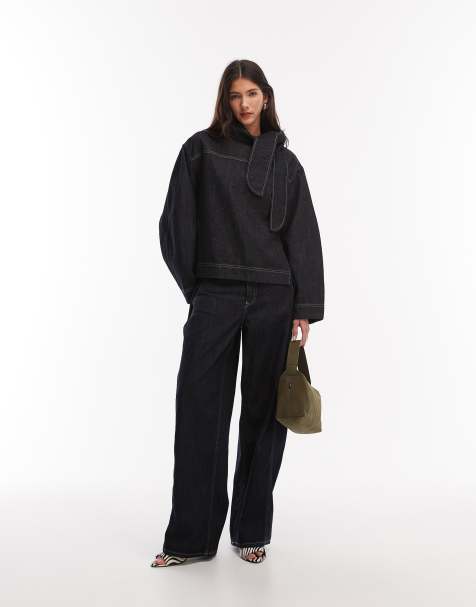 Mango Sila barrel jean co-ord in black wash - view 1