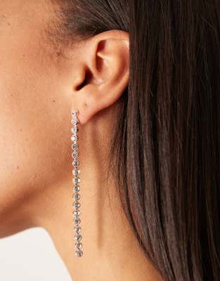 Mango - Silberfarbene Hängeohrringe mit Strassbesatz