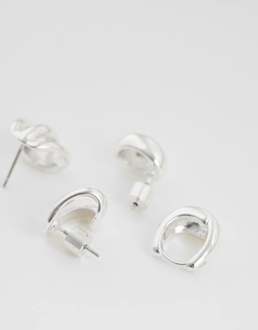 Mango – Silberne Ohrstecker im 3er-Pack, 4 von 4