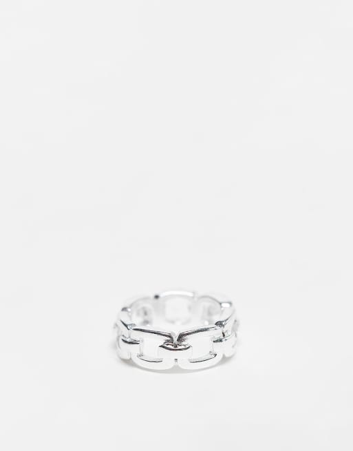 Mango – Silverfärgad ring med kedjedetalj