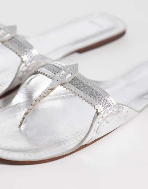 Mango – Silverfärgade flip flops i 100% läder, 2 av 4