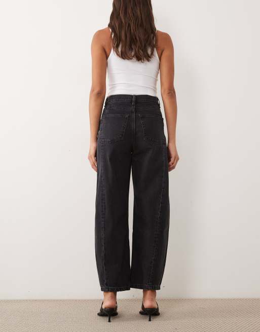 Mango Simone barrel-jeans i tvättad svart, 2 av 5