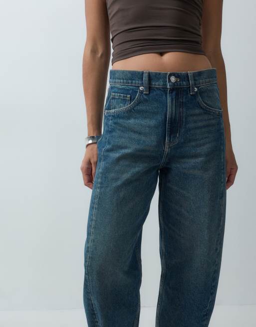 Mango Simone barrel leg jean in mid blue, 4 of 5