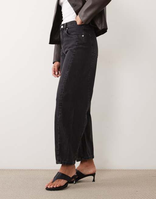 Mango Simone barrel leg jean in washed black, 3 of 5