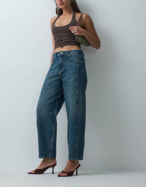 Mango Simone Barrel-Leg-Jeans in Mittelblau - view 1