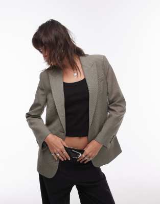 single breasted blazer in beige-Neutral