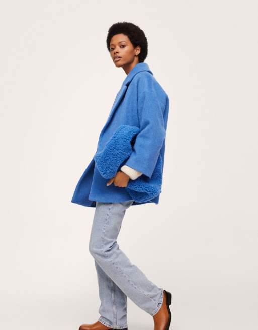 Mango blue shop wool coat