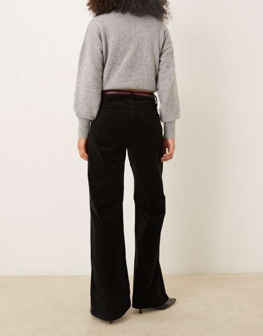 Mango - Siracusa - Sorte jeans med vide ben i velour, 2 af 5