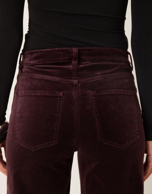 Mango – Siracusa – Vinröda jeans i sammet med vida ben, 4 av 5
