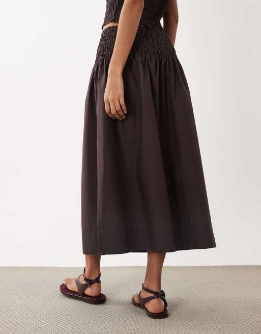 Mango Siros crinkle waist maxi skirt in dark brown - part of a set, 5 of 5