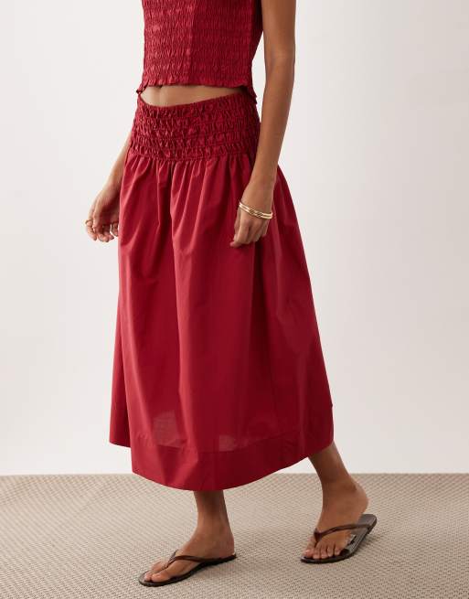 Mango Siros crinkle waist maxi skirt in red - part of a set, 2 of 5