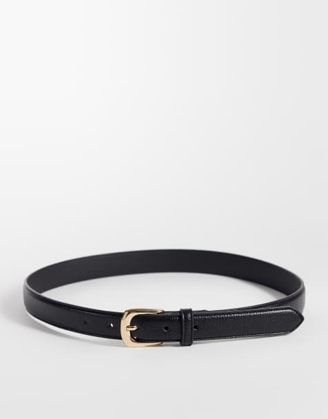 Mango skinny belt in black - view 1