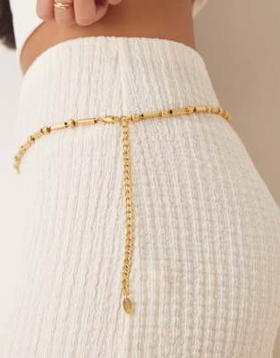 Mango Skinny Chain Belt In Gold