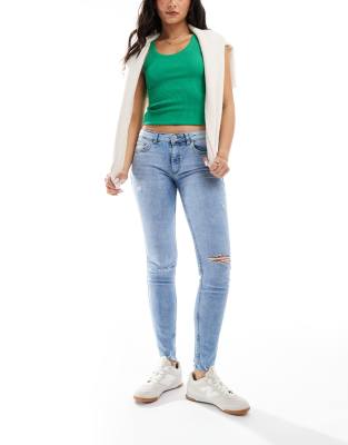 Mango - Skinny-Jeans in Blau in Destroy-Optik