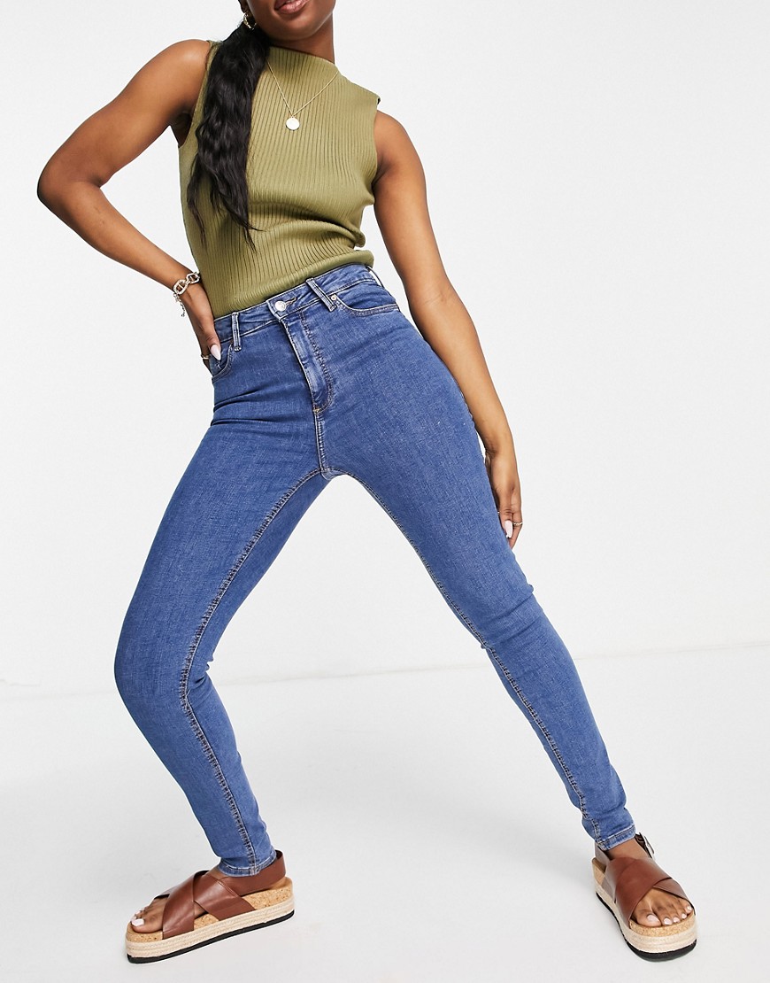Mango - Skinny jeans met hoge taille in blauw