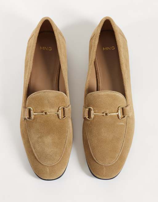 Mango skórzane loafersy z detalem snaffle w kolorze piaskowym, 2 z 4