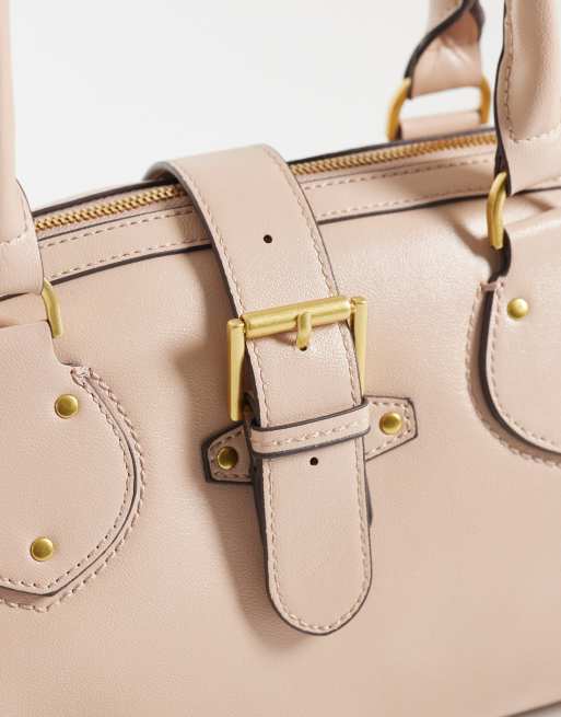 Mango skuldertaske med spænde i beige, 3 af 4