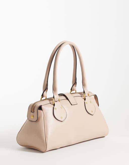 Mango skuldertaske med spænde i beige, 4 af 4