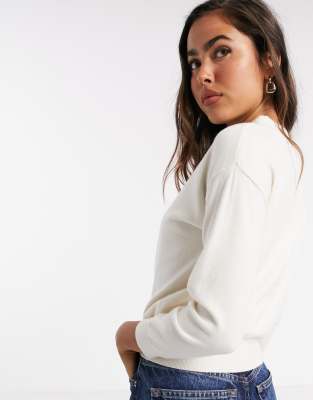 cream slash neck jumper