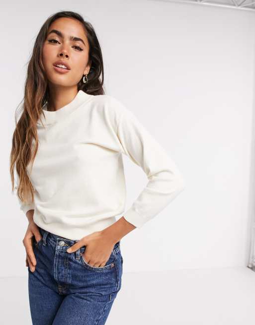 Cream slash sale neck jumper