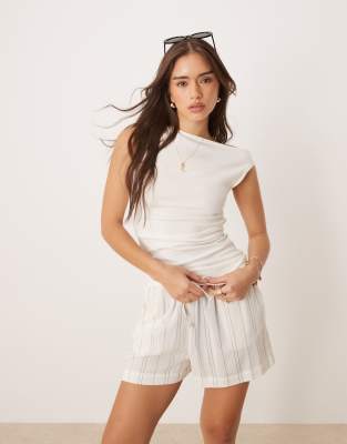 Mango Slash Neck Off The Shoulder Jersey Top