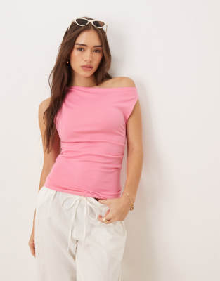 Mango Slash Neck Off The Shoulder Jersey Top