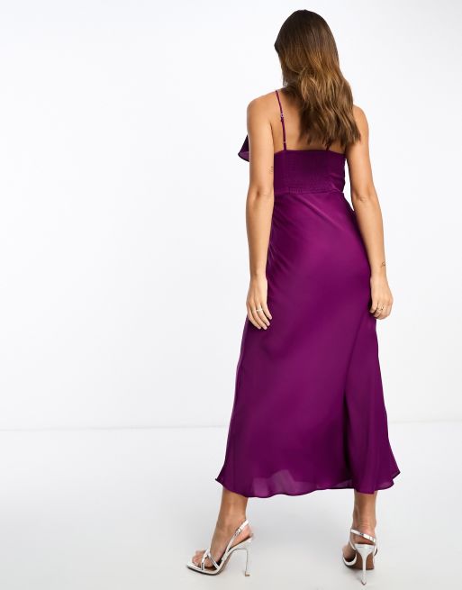Mango sleeve detail maxi dress in purple | ASOS