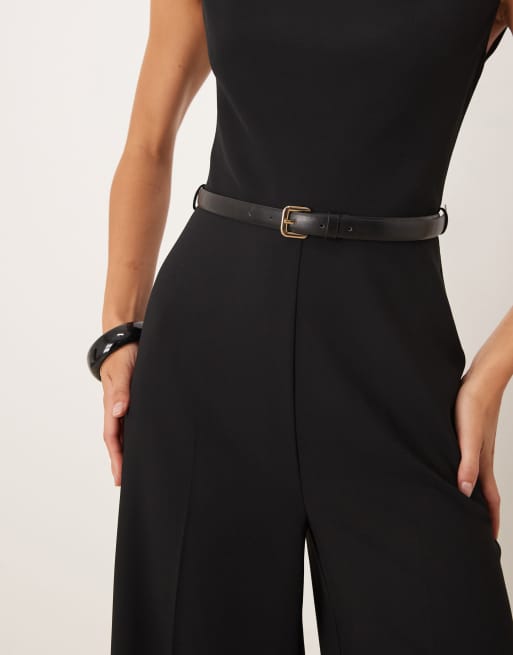Mango sleeveless belted jumpsuit in black, 2 of 4