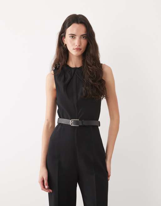 Mango sleeveless belted jumpsuit in black, 2 of 4