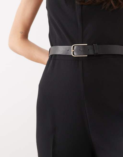 Mango sleeveless belted jumpsuit in black, 4 of 4