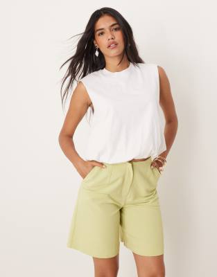 Mango Sleeveless Bubble Hem Top In White