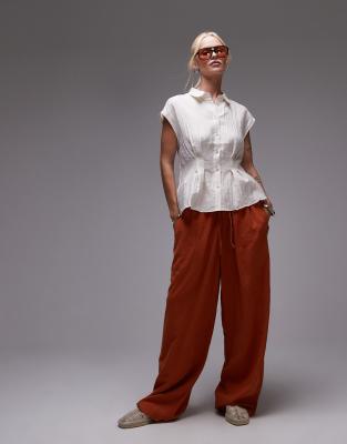 Mango Sleeveless Cinched Waist Shirt