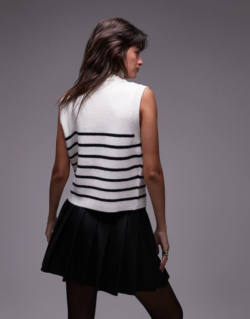 Mango sleeveless half zip jumper in white ASOS