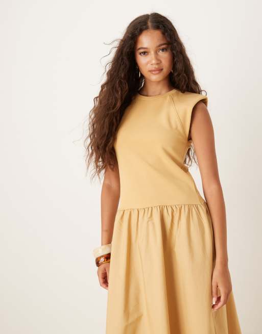 Mango sleeveless knit dress in yellow, 4 of 4