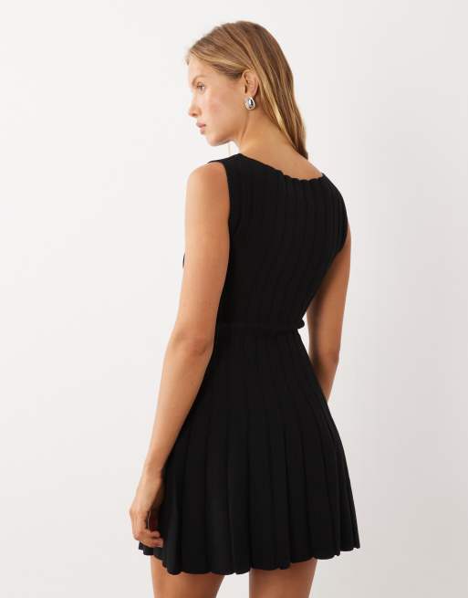 Mango sleeveless knit mini dress in black, 4 of 4