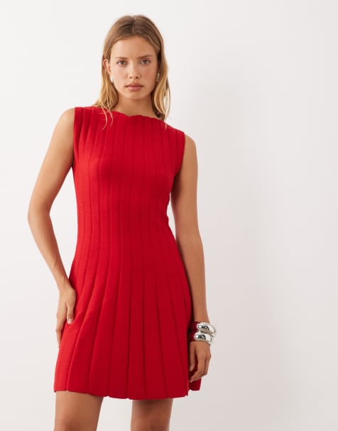 Mango sleeveless knit mini dress in red - view 1