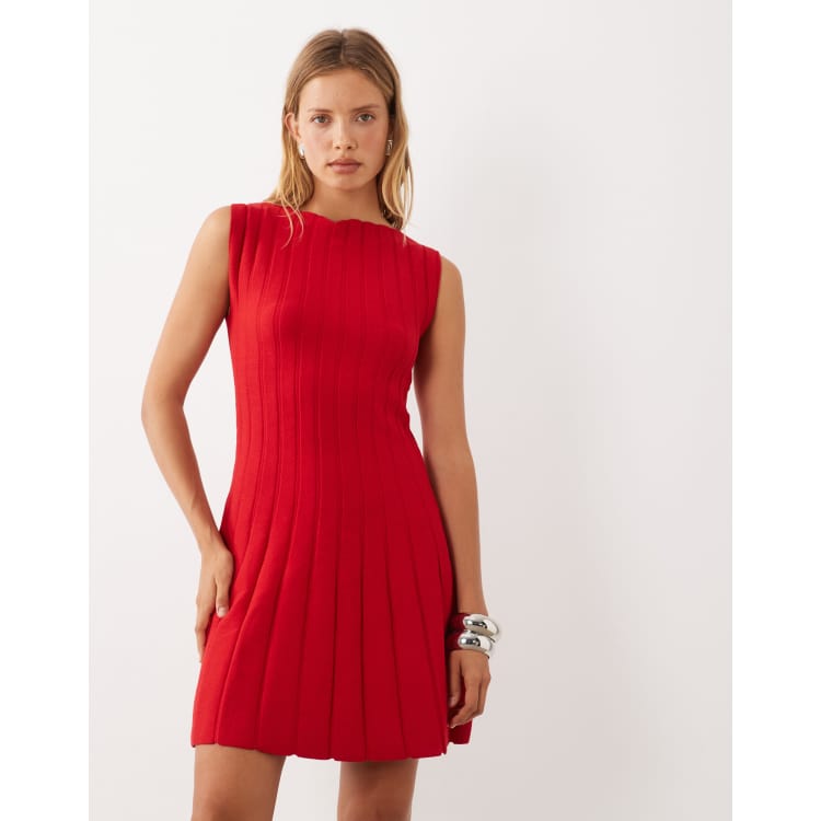 mango pleated knit dress - Ribbed red Wolf & Badger