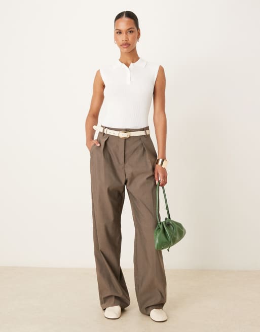 Mango sleeveless knit polo top in white