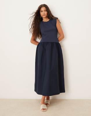 Mango sleeveless knitted dress in navy - view 1