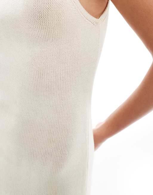 Mango sleeveless knitted midi dress in white, 4 of 4