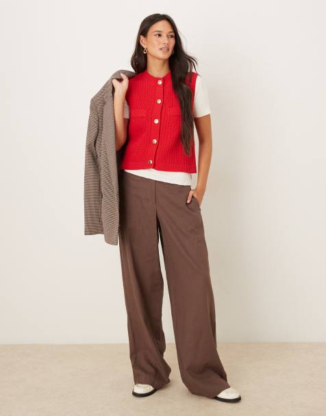 Mango sleeveless knitted vest in red - view 1