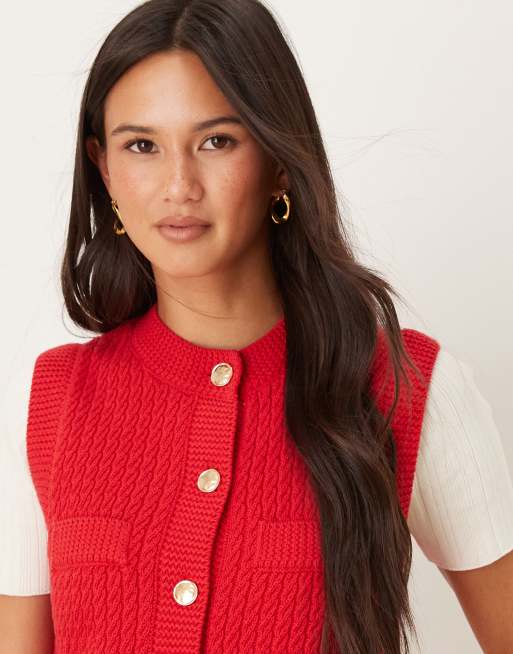 Mango sleeveless knitted vest in red ASOS