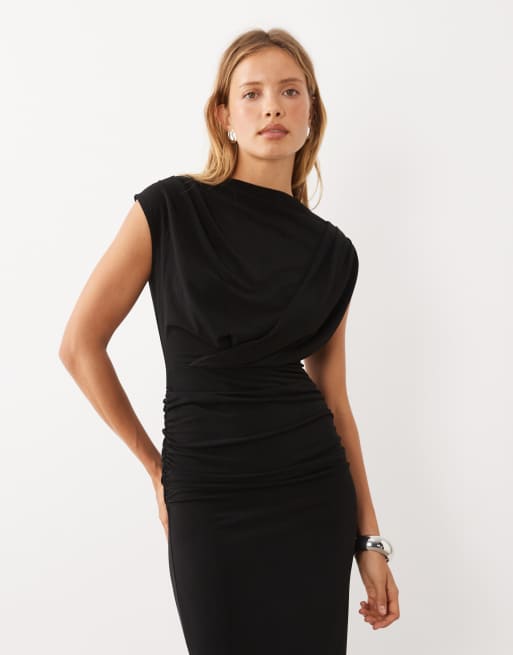 Mango sleeveless midi dress in black, 3 of 4