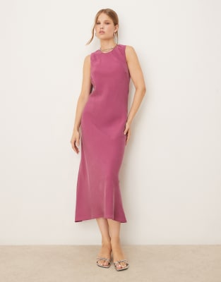 Mango Sleeveless Midi Dress In Pink